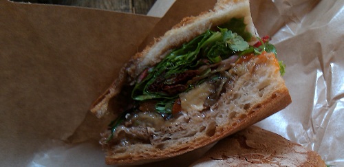 The Roasted Eggplant & Mozzarella Sandwich at Los Gatos Gourmet