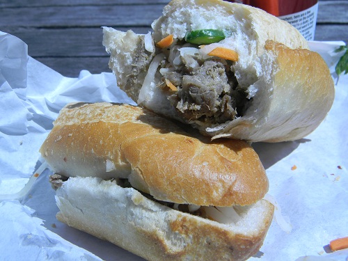 The BBQ Pork banh mi from Cam Hung in Sunnyvale, CA